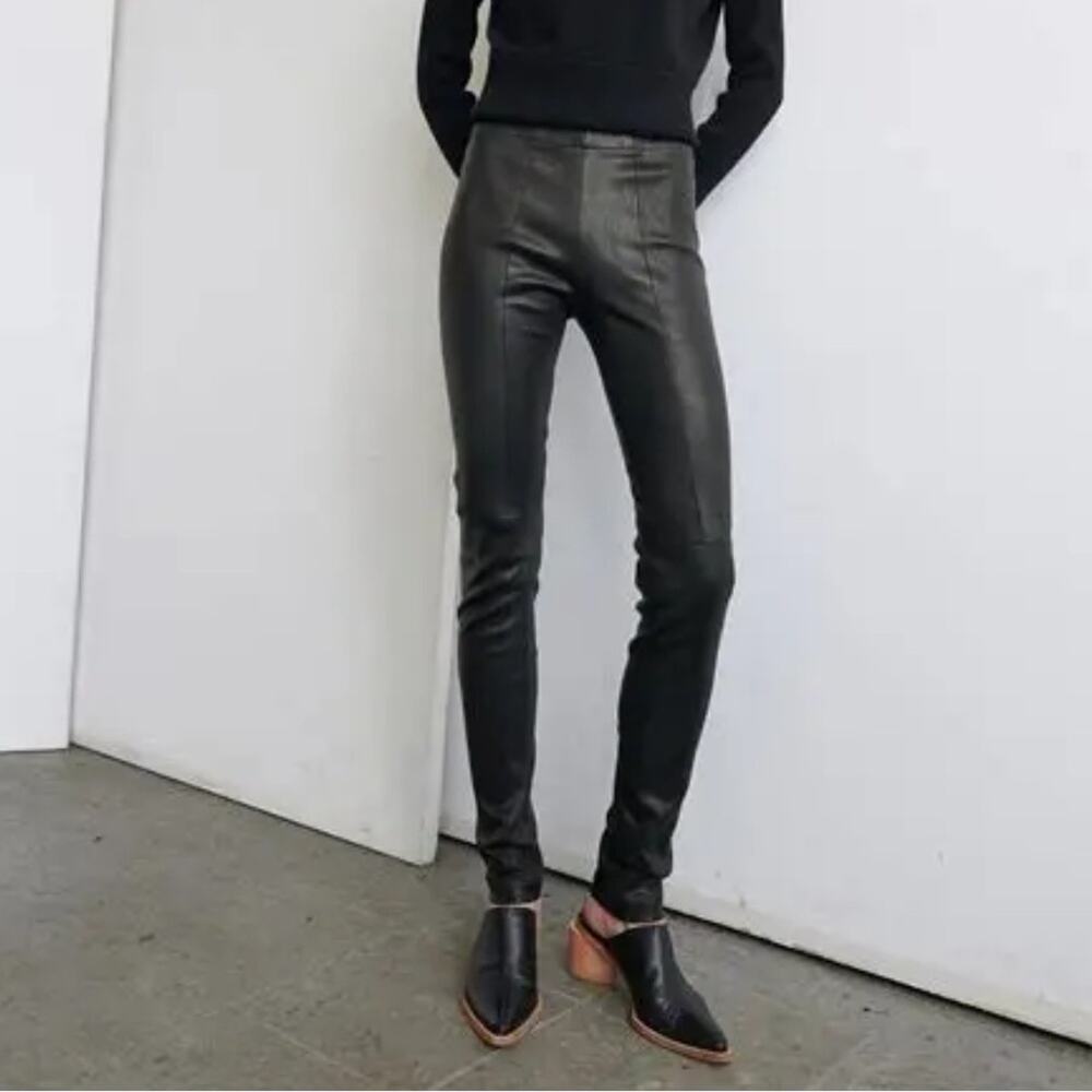 Zero Maria Cornejo seam leather leggings black sz 2